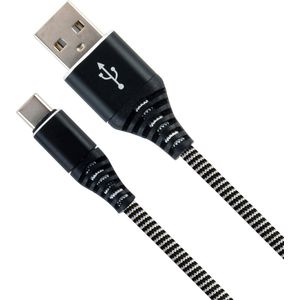 USB-C Kabels Oplaadkabel USB-C Kabel Gevlochten Nylon - USB C naar USB A Datakabel - Zwart/Wit - 1 meter