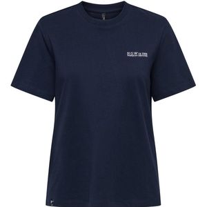 ONLY ONLLEONA TEXT EMB. TOP BOX JRS Dames T-shirt - Navy Blazer Now