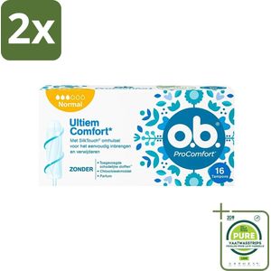 o.b. Tampons - ProComfort Normal - Voor Betrouwbare Bescherming & Comfort - 16 Tampons - Voordeelverpakking - 2 stuks - Menstruatieschijfjes - Tampons