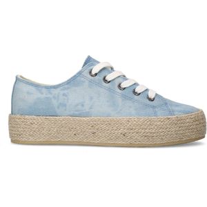 Sacha - Dames - Lichtblauwe denim sneakers met touwzool - Maat 39