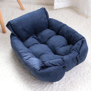 63 x 45 cm S Orthopedische Multifunctionele Hond Bed Mat 3 In 1 Honden Kat Slaap bed Sofa Bank Warm Winter Puppy Kitten Nest Kennel Zacht Huisdier Kussen BLAUW - Waterdichte Luxe Mat- Opvouwbaar Huisdierenbanknest -Kennel Bed huis -Luxueus Dierenmand