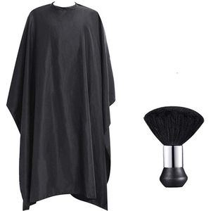 Friseursalon Haarschneideumhang - Kapperscape Waterbestendig - Met Nekborstel En Verstelbare Sluiting - 2 Stuks - Zwart
