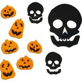 Horror gel raamstickers pompoenen en doodskoppen - 2x vellen - Halloween thema decoratie/versiering