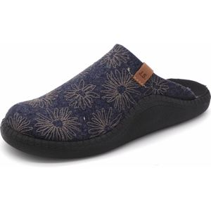 Josef Seibel - Monaco 04 - Pantoffel - Blauw - Vilt met Bloemenprint