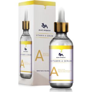 Blue Miracle™ Vitamine A Serum 30 ml mannen en vrouwen– Vegan Retinol Gezichtsserum met Natuurlijke Vitaminen – Vermindert Rimpels, Verfijnt de Huidstructuur & Stimuleert Celvernieuwing | Hydraterende Anti-Aging Gezichtsverzorging