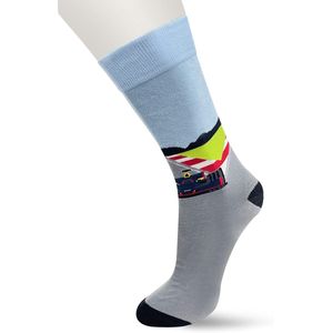 Bonnie Doon Heren Sokken met Formule 1 Print maat 40/46 Grijs - Thema Sokken - Race - Cadeau Sokken - Zacht Katoen met Gladde Teennaad - Comfortabel - Perfect Cadeau - Griffin/Blue - BT992133.478