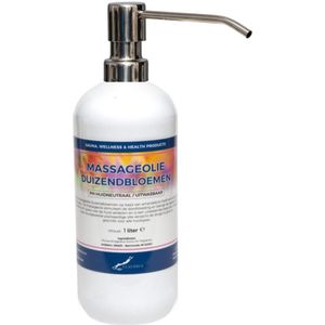 Massageolie Duizendbloemen 1 liter met zilveren pomp - 100% natuurlijk - biologisch en koud geperst