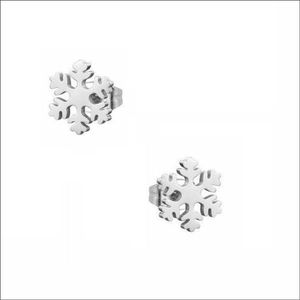 Aramat jewels ® - Oorbellen zweerknopjes sneeuwvlok zilverkleurig chirurgisch staal 10mm