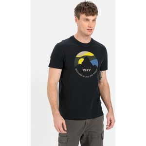 camel active Jersey T-shirt gemaakt van duurzaam biologisch katoen - Maat menswear-M - Zwart