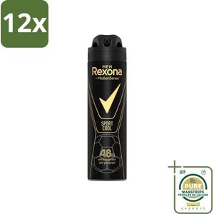 Rexona Men - Sport Cool - Deodorant Spray - Anti Transpirant - 150 ml - Voordeelverpakking - 12 stuks - Antitranspirant - Sport deodorant