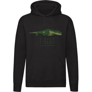 Dinosaurus T-Rest Hoodie - rust - T-Rex - vermoeidheid - relaxen - slapen - zwaar - woordspeling - dieren - taal - engels - humor - grappig