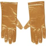 Gouden verkleed handschoenen kort satijn 20 cm - Carnaval - Party/feest handschoenen