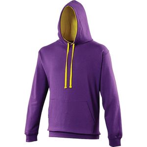 Awdis Varsity Hooded Sweatshirt / Hoodie (Paars/Zonnegeel)