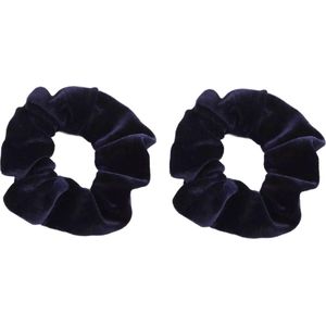 Scrunchie - 2 stuks - velvet - haarwokkel - haarelastiek -  navy blauw - 2 pack - velvet scrunchies