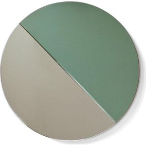 Moonrise Mirror - Spring - Design spiegel bestaande uit twee delen van groen en blank spiegelglas