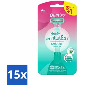 15 x Wilkinson - Wegwerpscheermesjes - Quattro For Woman - Precies - 4 mesjes - Scheerapparaat - Scheermes - Scheerbeurt - Scheerapparaat Voor Vrouwen