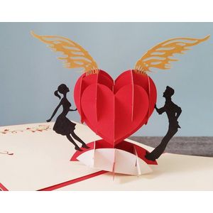 4 PACK Wings of Heart, Valentijnskaart 3D Pop-up liefdeskaart, 3D wenskaart, Pop out kaart, Papier ambacht, Papier benodigdheden, Feest benodigdheden, Verjaardag