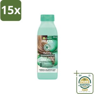 15 x Garnier - Fructis Hair Food Aloe Vera - Shampoo - Normaal tot Droog Haar - 350 ml - Grootverpakking - Aloe Vera Shampoo - Droog Haar - Normaal Haar - Hydratatie - Vegan Shampoo