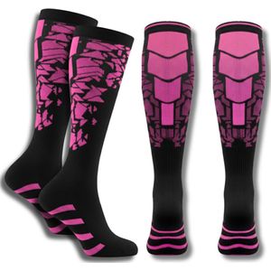 LUCCIO Performance 2 paar Compressiekousen - Sportsokken - Steunkousen - Hardloopsokken - 20-30 mmHg - Wandelsokken - Hardlopen, Reizen, Sport & Herstel - Roze - Maat 38-42 - Unisex - Sinterklaas cadeautjes - Kerst cadeaus