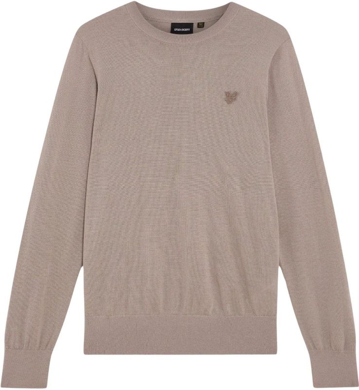 Lyle & Scott - Trui Taupe Lyle&scott Tonal Eagle Merino Trui Taupe Kn2121vc
