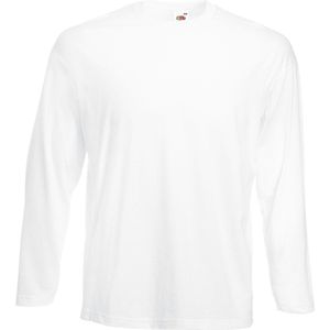 Fruit Of The Loom Heren Valuegewicht T-shirt met ronde hals en lange mouwen (Wit)