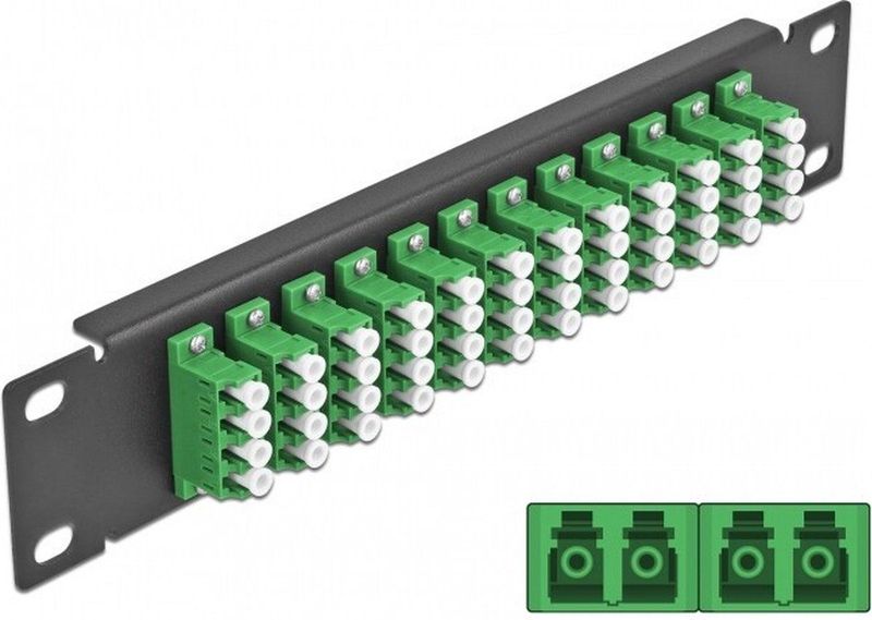 Delock - 10 Inch - Patch Panel - Groen - 12 Poorten LC Quad, 1U, Metaal, Zwart