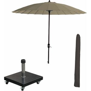 Garden Impressions Manilla stokparasol Ø250 cm - taupe incl 40 kg Eureka parasolvoet en parasolhoes