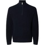 Selected Homme LS Knit Structure Half Zip Dark Sapphire