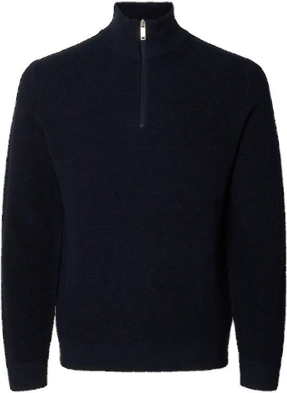 Selected Homme LS Knit Structure Half Zip Dark Sapphire