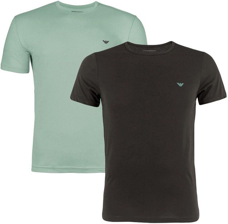 Emporio Armani - 2P O-hals Shirts - Groen en Zwart - Heren T-shirts