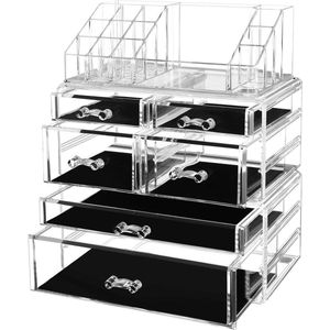 Make-up organizer met 6 lades en 16 vakken - Transparant - Verschillende maten