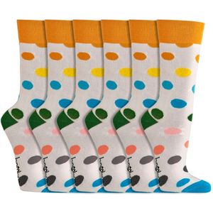 Vrolijke dames sokken | Stippen | Kleur: Meerkleurig | Maat: 35-38 / 39-42 | 6 paar