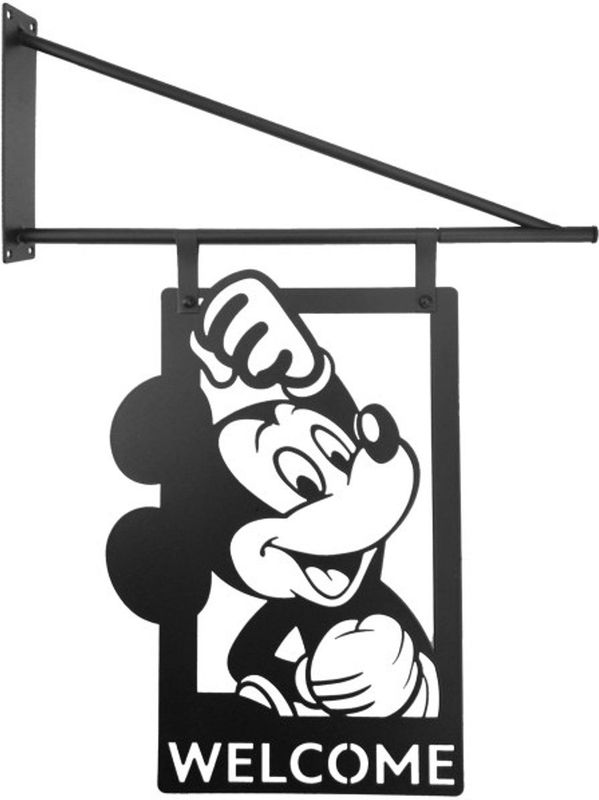 Disney - Metal Door Sign Swing Mickey Welcome - Zwart - 35x4x45 cm