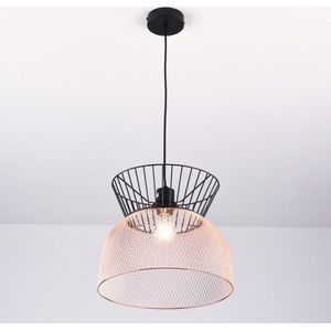 Moderne hanglamp zwart met koper - Netti