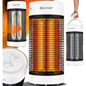 KESSER® Infrarood Kachel Elektrische Verwarming Energiezuinige Infrarood verwarming met 360° Oscillatie, Standalone, Terrasverwarmer met IP55, Infraroodstraler - 53cm, Wit