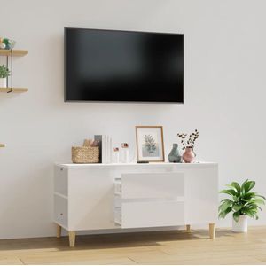 The Living Store TV-meubel Scandinavische stijl - Hoogglans wit - 102 x 44.5 x 50 cm - Duurzaam hout