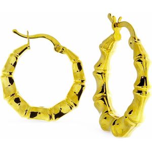 Gouden Bambu Oorringen 23 mm 5 mm 18 karaats