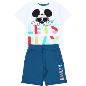 Wit en turquoise jongenssetje: T-shirt + korte broek Mickey Mouse Disney