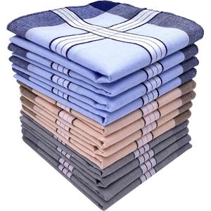 Goodivery ® Stijlvolle Herenkatoenen Zakdoeken met Klassiek Ruitpatroon Set van 12 Stuks