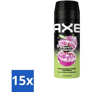 AXE - Deodorant Spray - Epic Fresh - Citrus & Mint - Ultra Fris - 150 ml - Bulkverpakking - 15 stuks