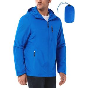 Waterdichte heren regenjas - lichte opvouwbare outdoorjas met capuchon