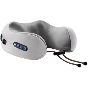 4-in-1 oplaadbare nekmassager, U-vormig kussen, multifunctionele draagbare schouder- en nekmassager, ontspanningsmassager voor buiten, thuis en in de auto - grijs