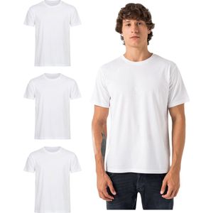 Burnell & Son heren T-shirt 3-pack van 100% katoen, regular fit, basis T-shirt, x3 Wit