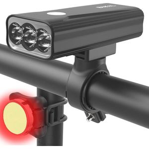 Oplaadbare Fietsverlichting met 1200 Lumens - Waterdichte Koplamp en Achterlichtset