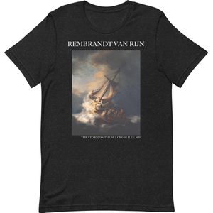 Rembrandt van Rijn 'De Storm op het Meer van Galilea' (""The Storm on the Sea of Galilee"") Beroemd Schilderij T-Shirt | Unisex Klassiek Kunst T-shirt | Zwart Heather | S