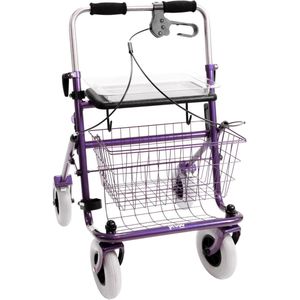 Premis - Provo - Rollator - 2de Generatie - Duwbeugel - Met één hand te bedienen - Linkshandig - Maximaal draagvermogen 120 kg - Paars