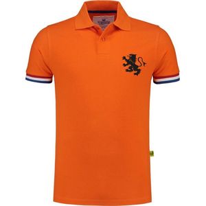 Cadeautip! Polo shirt WK voetbal met Nederlandse vlag | Oranje Polo | EK Polo | Unisex Polo met zwarte bedrukking | Oranje polo met bedrukking | Maat XXL