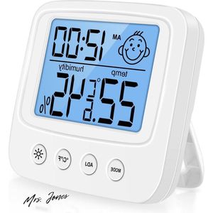 Mrs. Jones Digitale thermometer hoge precisie hygrometer voor binnen kantoor temperatuur vochtigheidsmonitor achtergrondverlichting klok .