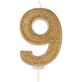 Sparkle Gold Numeral Candle 9