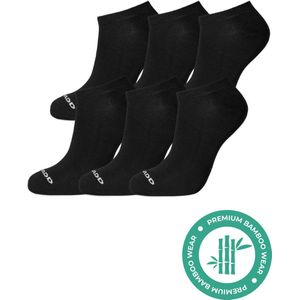 SQQUADD® Bamboe Sneakersokken - Dames en Heren - Unisex 6-pack - Maat 39-42 - Naadloos en Duurzaam - Tegen Zweetvoeten - Bamboo Sokken Sneaker - Zwart